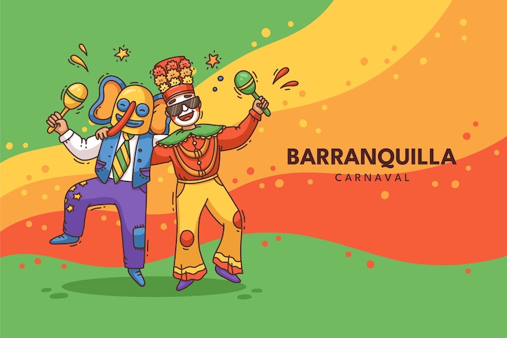 Vecteur gratuit fond de carnaval de barranquilla dessiné à la main