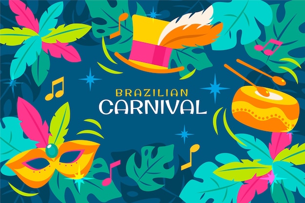 Vecteur gratuit fond de carnaval brésilien plat
