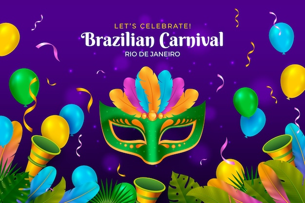 Vecteur gratuit fond de carnaval brésilien réaliste