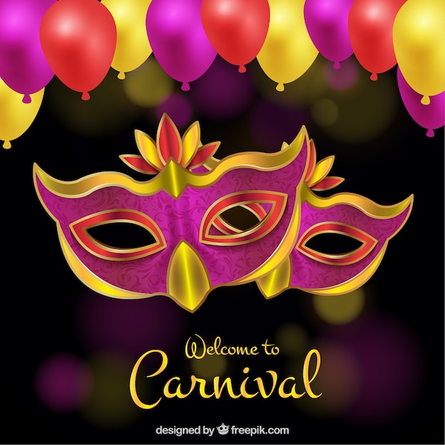 Vecteur gratuit fond de carnaval réaliste avec des masques