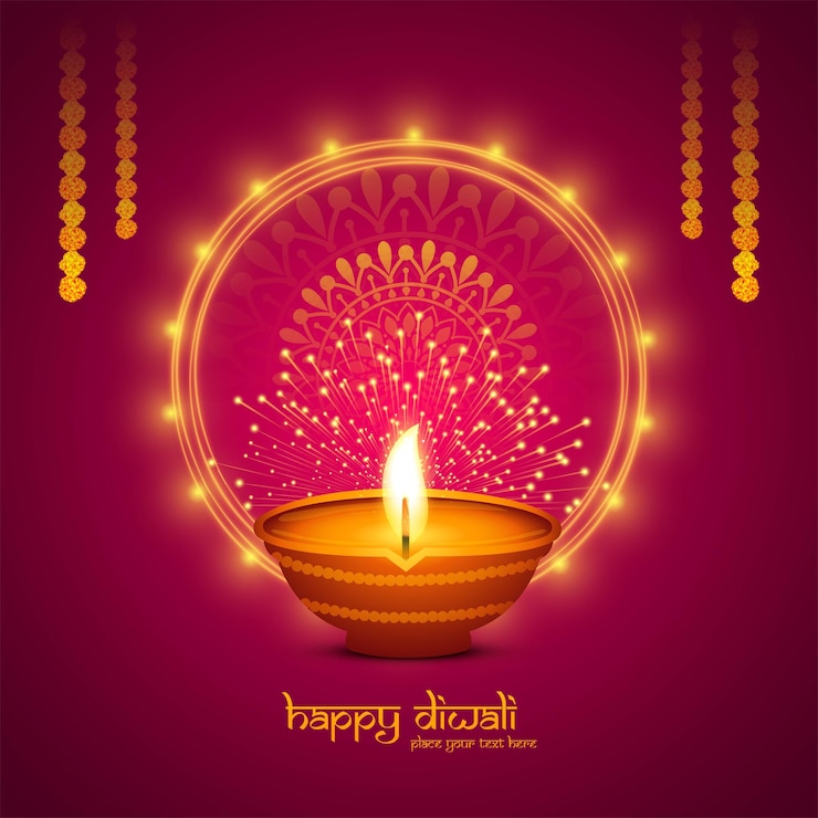 Vecteur gratuit fond de carte de célébration du festival de la lampe à huile décorative happy diwali