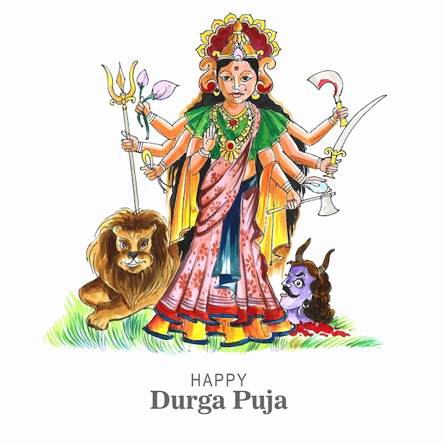 Fond de carte de festival indien élégant heureux durga pooja
