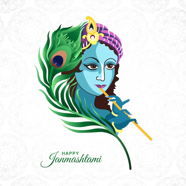 Vecteur gratuit le fond de la carte de fête religieuse de lord krishna janmashtami