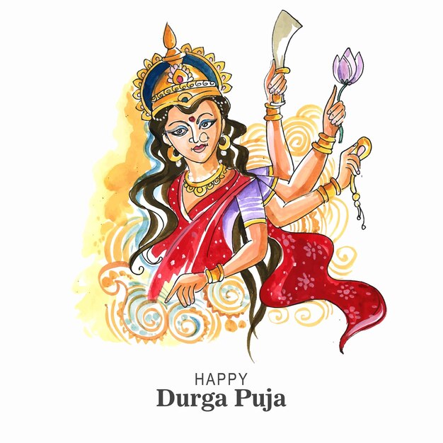 Fond de carte de visage de durga puja de festival de religion indienne