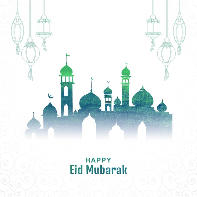 Vecteur gratuit fond de carte de voeux festival islamique mosquée eid mubarak