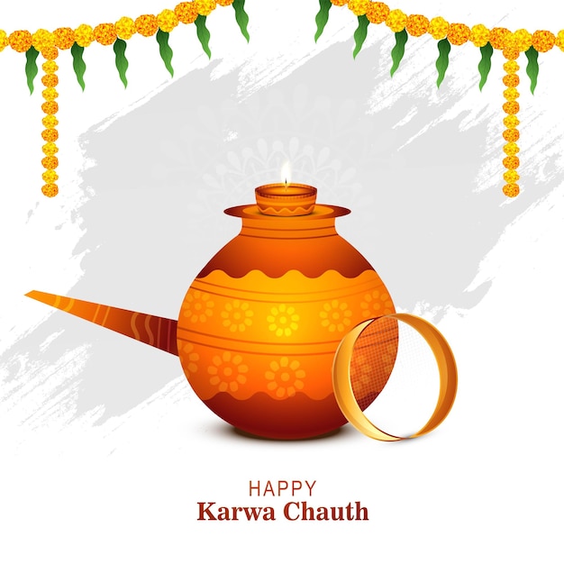 Vecteur gratuit fond de carte de voeux joyeux karwa chauth festival