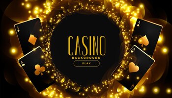 Vecteur gratuit fond de casino doré avec des cartes à jouer