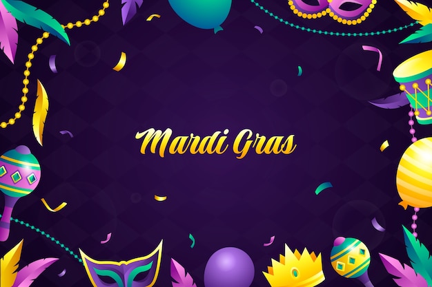 Vecteur gratuit fond de célébration dégradé mardi gras