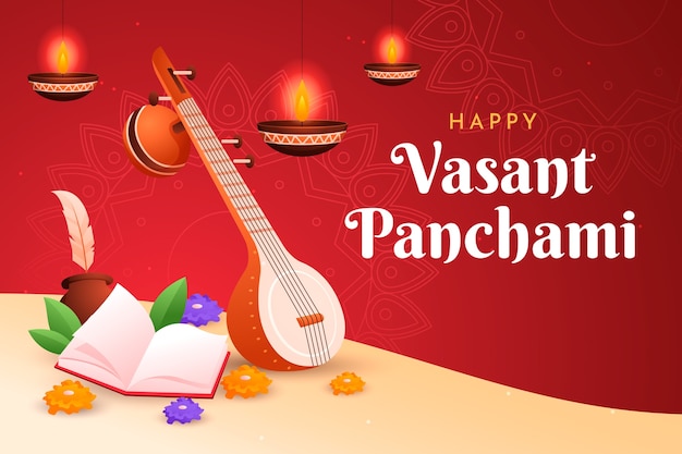 Vecteur gratuit fond de célébration dégradé vasant panchami