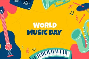Fond de célébration de la journée mondiale de la musique dessiné à la main