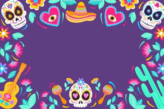 Vecteur gratuit fond de célébration plat dia de muertos