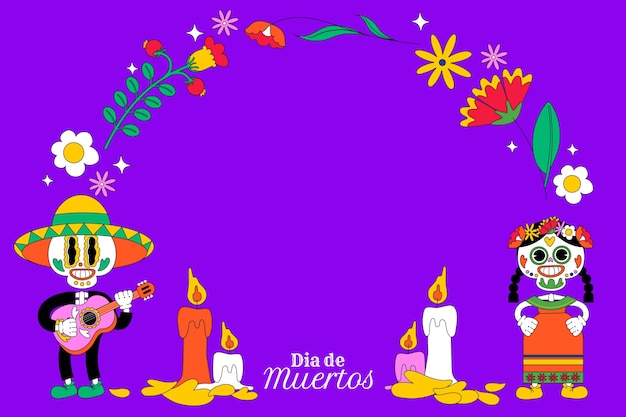 Vecteur gratuit fond de célébration plat dia de muertos