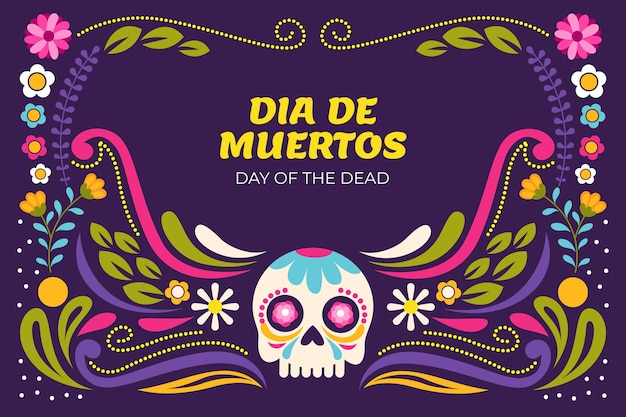 Vecteur gratuit fond de célébration plat dia de muertos