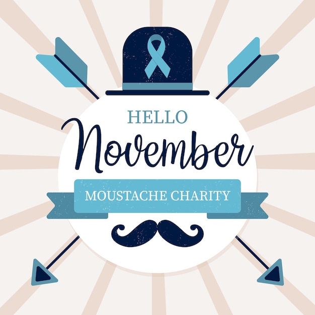 Vecteur gratuit fond de charité movember moustache design plat