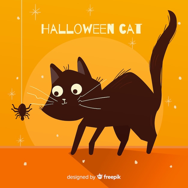 Fond de chat Halloween au design plat