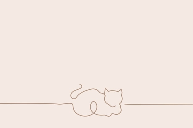 Fond de chat minimal, vecteur d'illustration art ligne