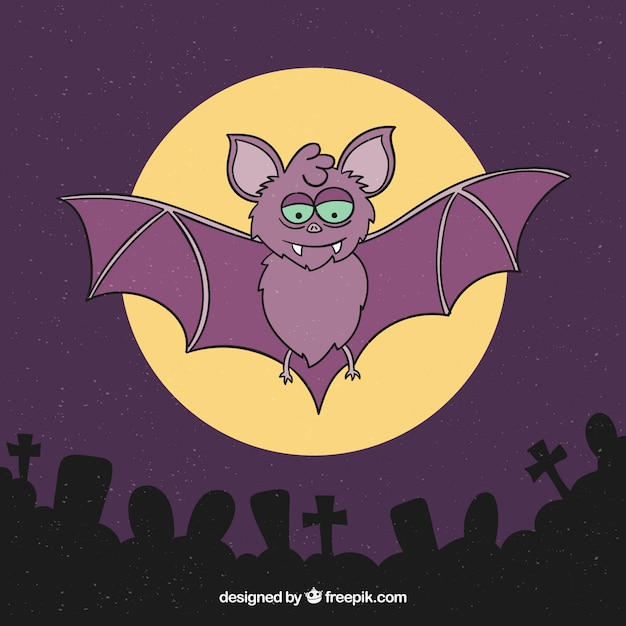 Vecteur gratuit fond de chauve-souris dessiné dans le cimetière