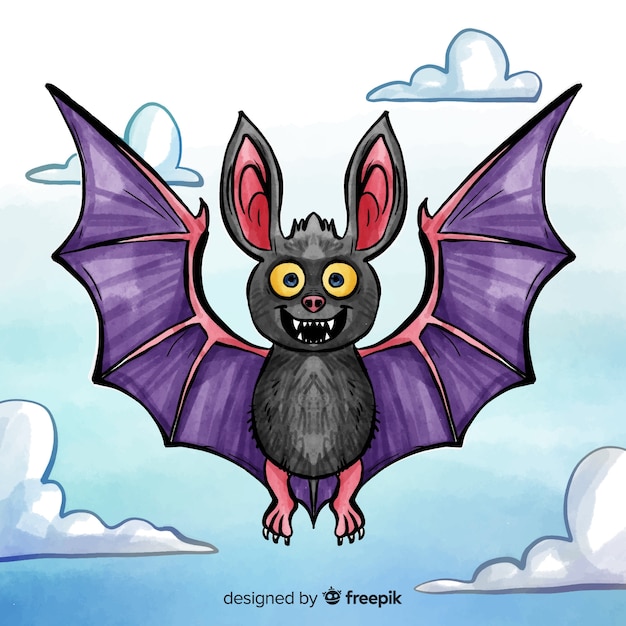 Vecteur gratuit fond de chauve-souris halloween style dessiné à la main