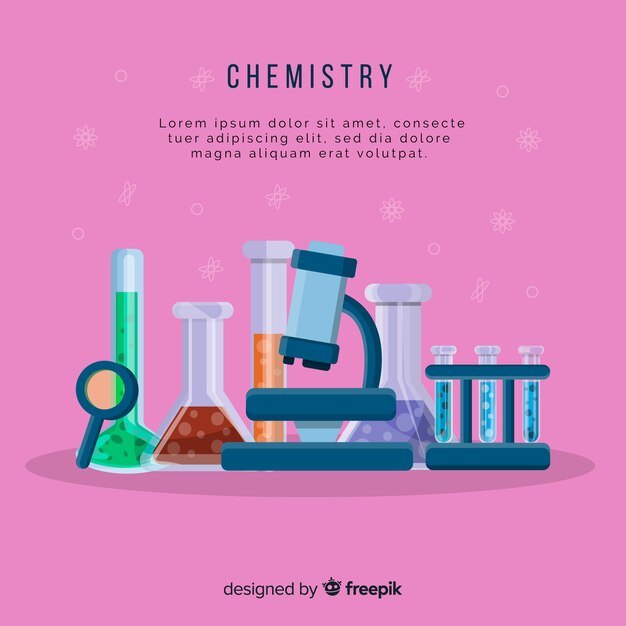 Fond de chimie plat coloré