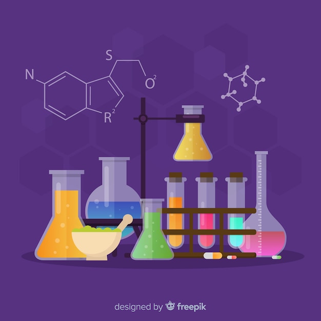 Fond de chimie plat coloré