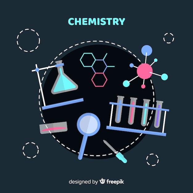 Vecteur gratuit fond de chimie plat coloré