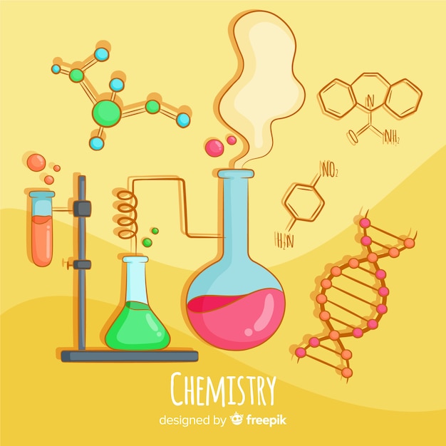 Vecteur gratuit fond de la chimie tirée par la main