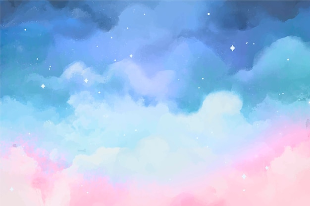 Fond de ciel pastel aquarelle peint à la main