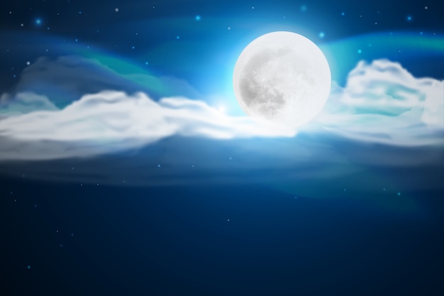 Vecteur gratuit fond de ciel réaliste pleine lune