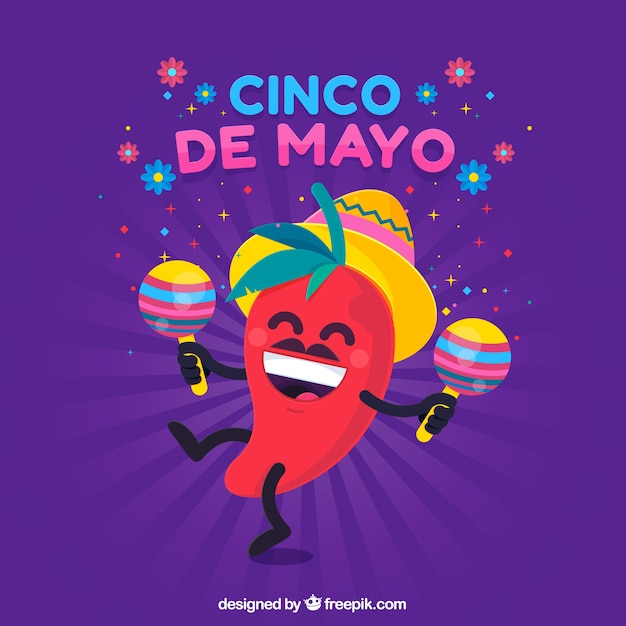 Fond De Cinco De Mayo Avec La Danse De Piment