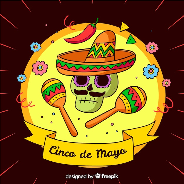 Fond de cinco de mayo dessiné à la main