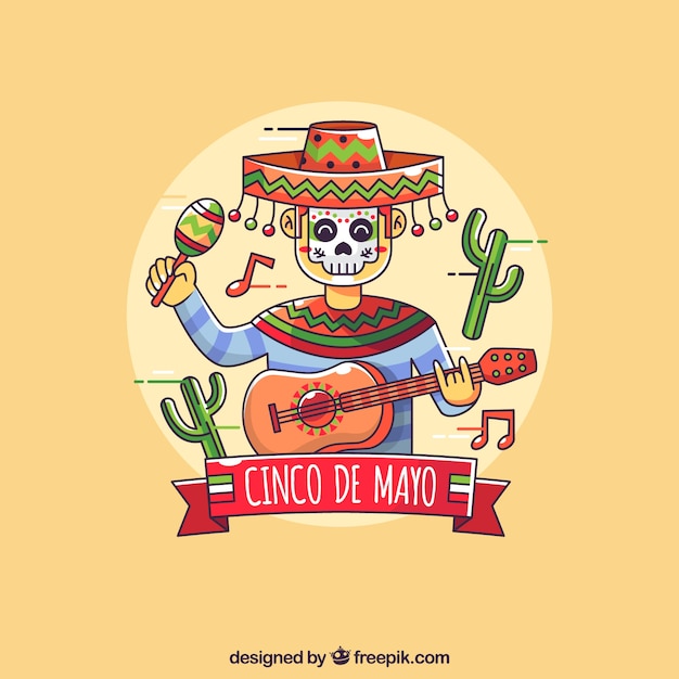 Fond De Cinco De Mayo Avec Musicien Mexicain