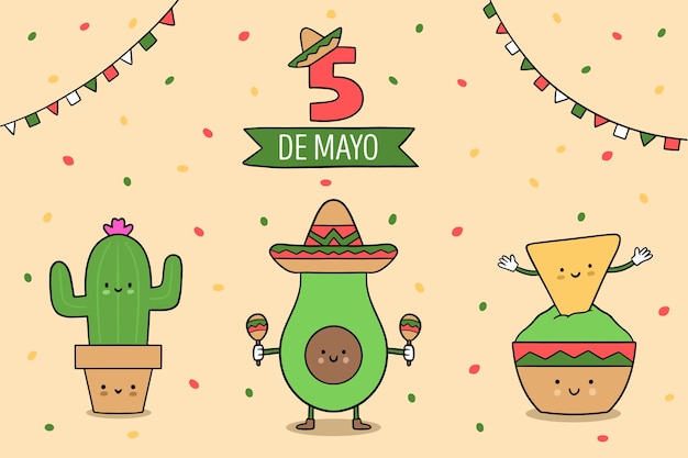 Vecteur gratuit fond de cinco de mayo