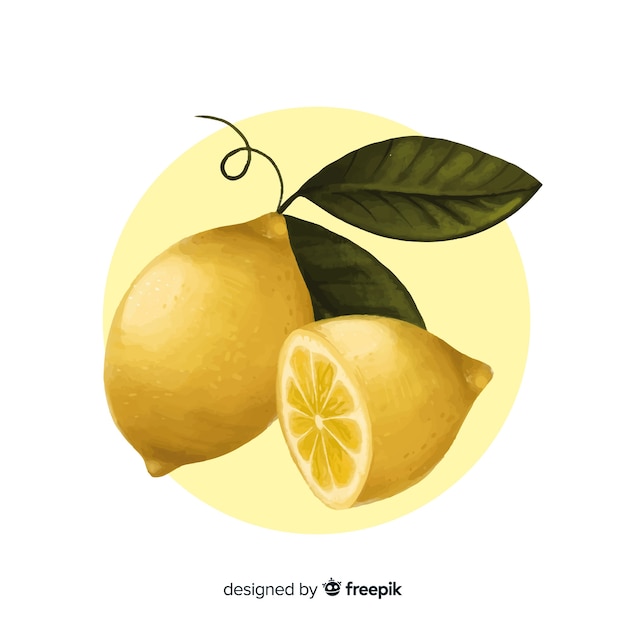 Fond De Citron Dessiné Main Aquarelle