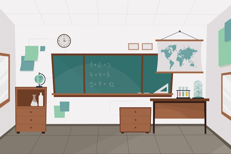Vecteur gratuit fond de classe vide pour la vidéoconférence
