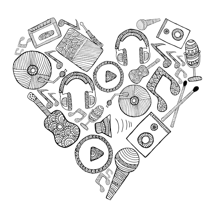 Vecteur gratuit fond de coeur de musique