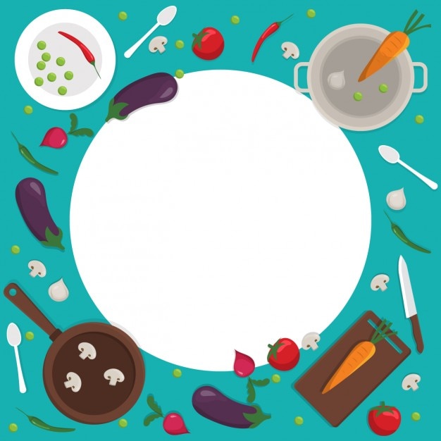 Vecteur gratuit fond coloré de cuisson avec un cadre arrondi