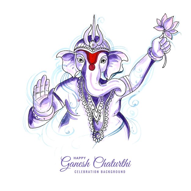 Fond de concept de carte aquarelle ganesh chaturthi