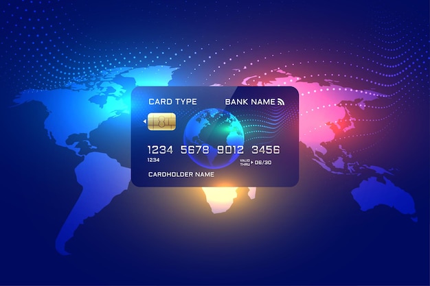 Vecteur gratuit fond de concept de carte de crédit mondialement reconnu