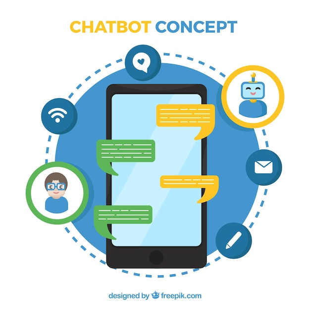 Fond De Concept De Chatbot Avec Appareil Mobile