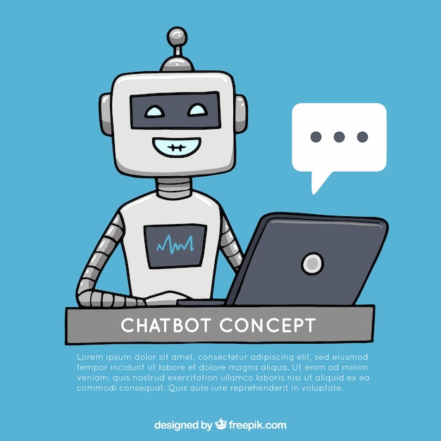 Vecteur gratuit fond de concept de chatbot avec un robot heureux