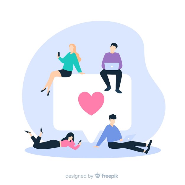 Fond de concept de coeur dessiné jeunes médias sociaux de la main