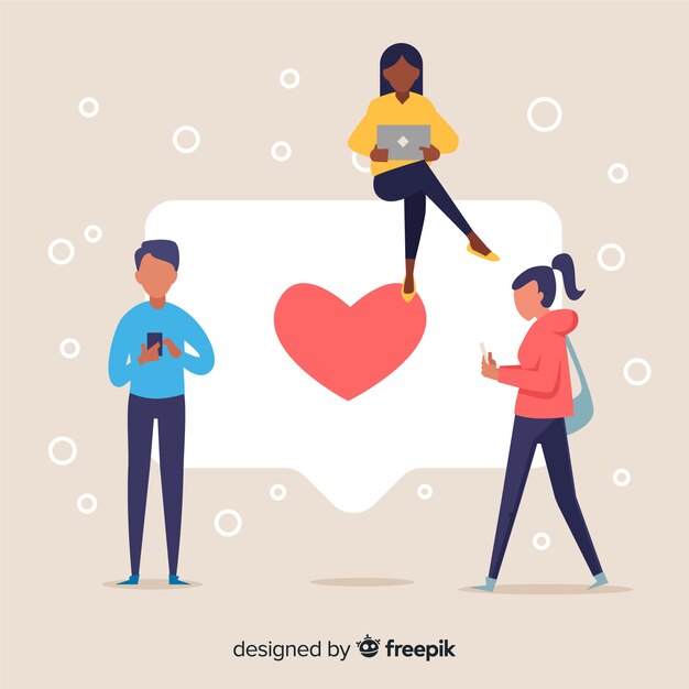 Fond de concept de coeur dessiné jeunes médias sociaux de la main