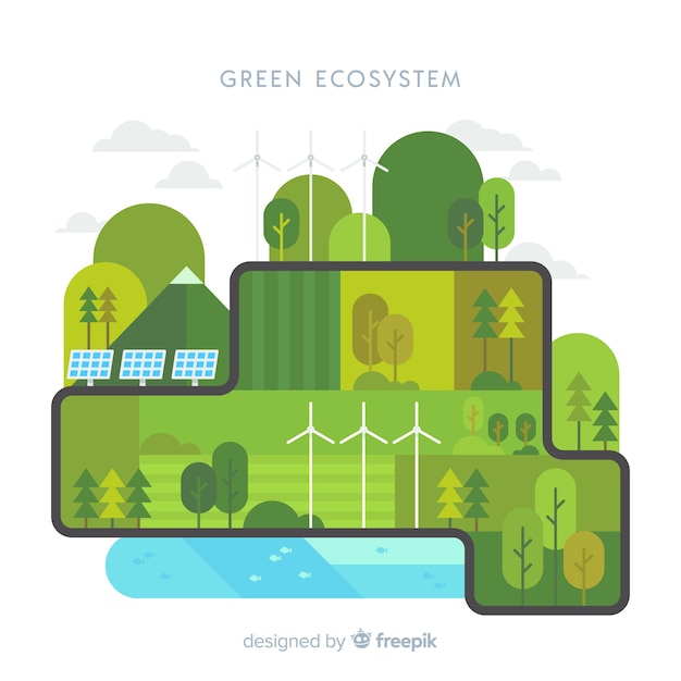 Vecteur gratuit fond de concept d'écosystème vert