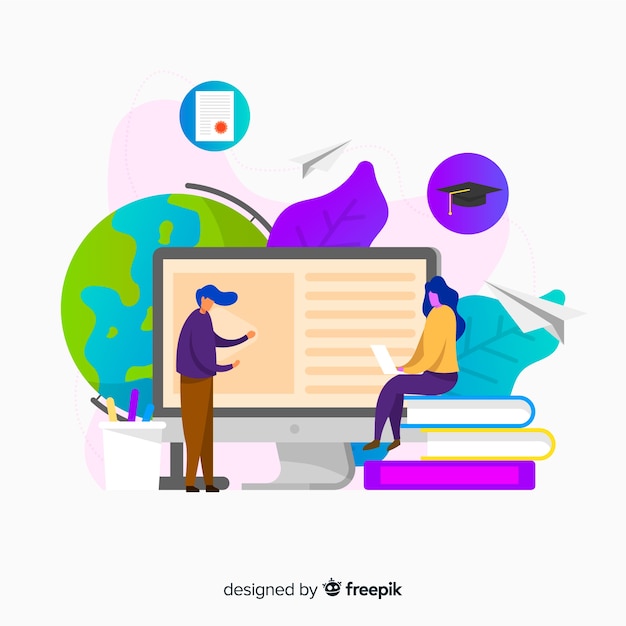Fond de concept d'éducation en ligne plat