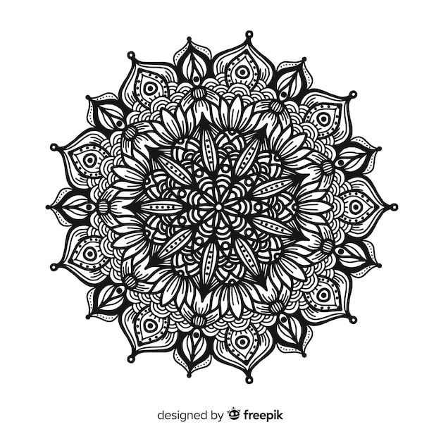 Fond de concept élégant mandala noir et blanc