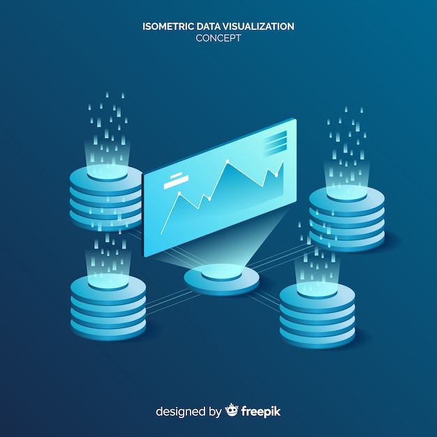 Fond de concept de visualisation de données isométrique