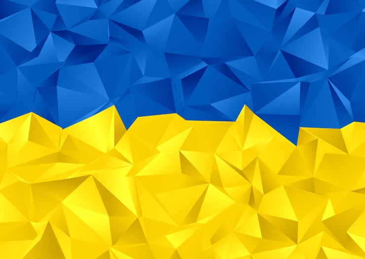 Vecteur gratuit fond de conception de drapeau ukraine abstrait low poly