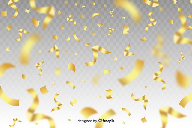 Fond de confettis doré réaliste