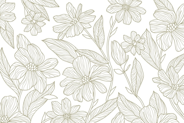 Fond de contour floral dessiné à la main