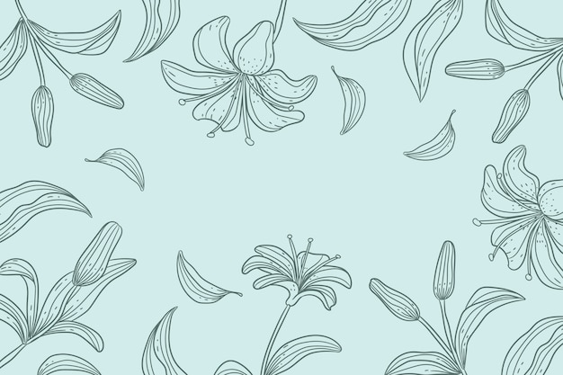 Vecteur gratuit fond de contour floral dessiné à la main